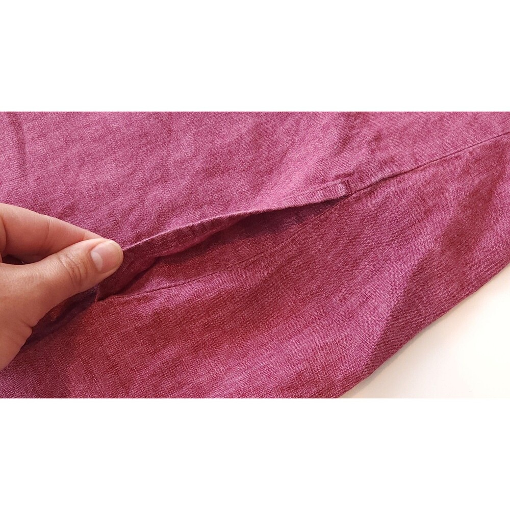 EILEEN FISHER Organic Linen Delave Shirtdress in Berry Pink Comfy Casual - 1X - Picture 5 of 10